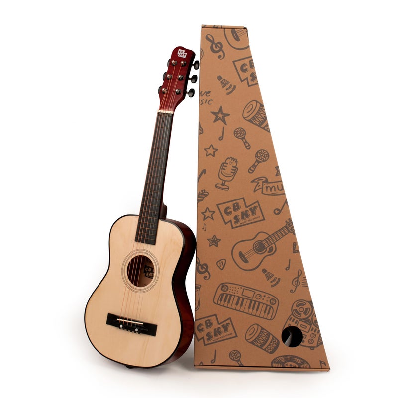 CB SKY 30" Wooden Acoustic Guitar for Kids/Boys/Girls/Beginners/Guitar for age 3-5 5-9 Natural - Image 1